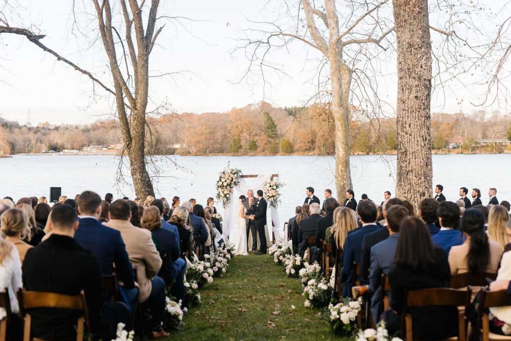 lakeside lawn wedding ceremony