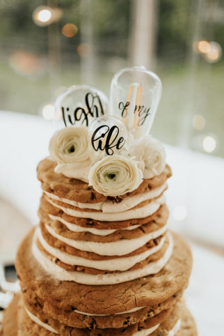 Wedding cake created with layered cookies and buttercream