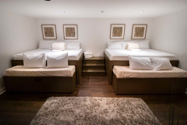 Two Queen trundle beds inside bonus bedroom