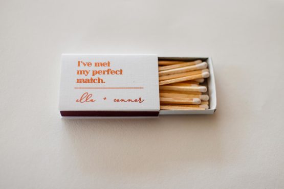 Customized matchbox for Ella and Connor's guests