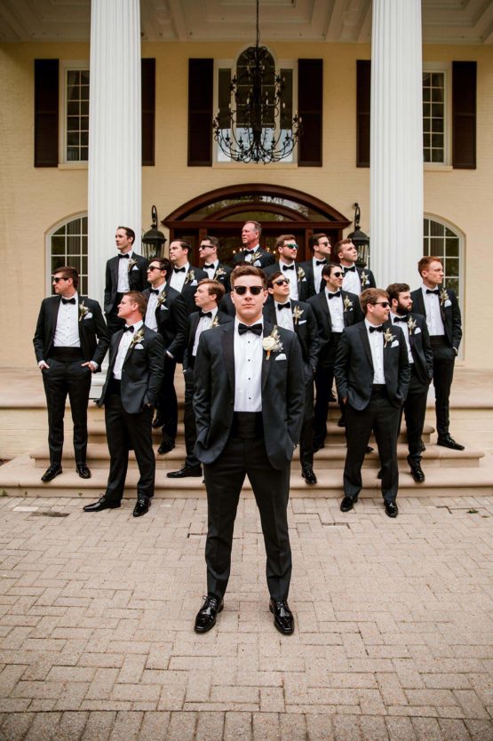 Connor and His Groomsmen in Front of The Mansion