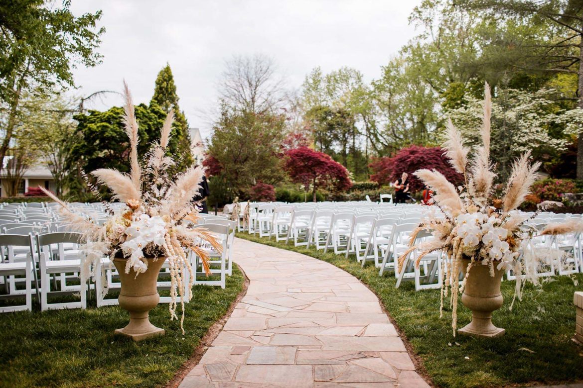 Ella and Connor's Ceremony Setup in Serenity Gardens