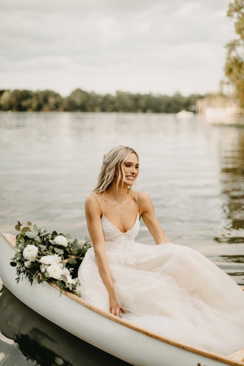 Bride in Canoe on Old Hickory Lake