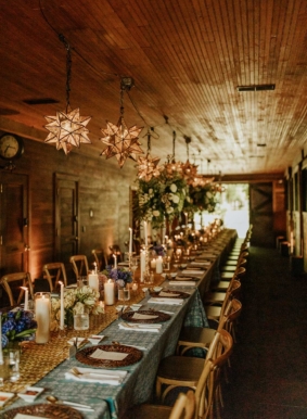 Wedding rehearsal dinner inside Carriage House Stables